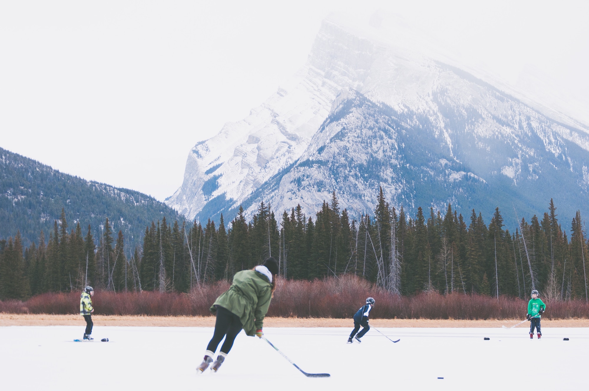 playing hockey outdoors